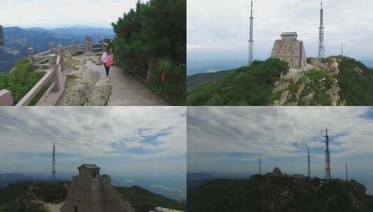 旅行博主摄影登山蒙山之巅高清在线视频素材下载