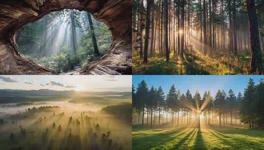 森林阳光树林航拍ai素材原创高清在线视频素材下载