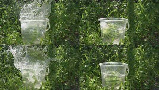 水溅起瞬间西瓜掉入水中溅起水花夏天慢镜头高清在线视频素材下载