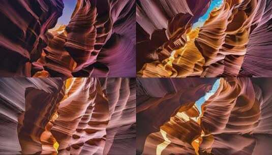 羚羊峡谷光影变幻红色岩石峡谷奇观高清在线视频素材下载