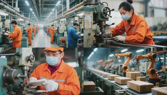 现代工厂自动化生产线与工人操作高清在线视频素材下载