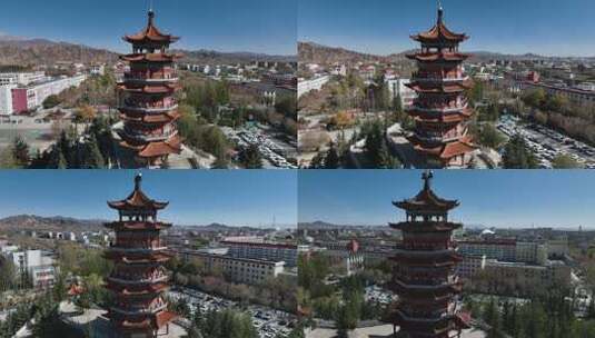 青海海西德令哈民族团结塔高清在线视频素材下载