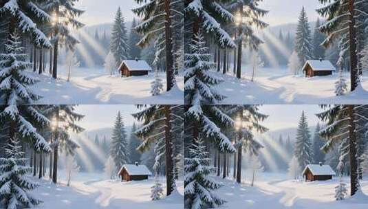 冬至冬季立冬入冬雪景4K高清在线视频素材下载