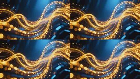 金色粒子光线流动舞台背景素材科技质感4K高清在线视频素材下载