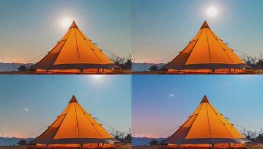 户外星空下的露营帐篷高清在线视频素材下载