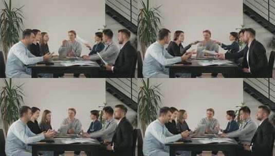 国际合作方案交流讨论白领金融写字楼高清在线视频素材下载