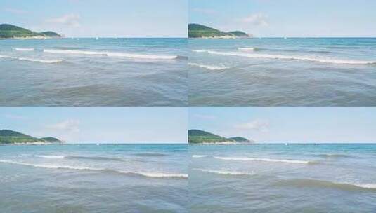 夏天海边沙滩海浪慢镜头高清在线视频素材下载