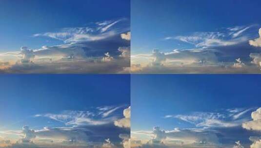 飞机舷窗看蓝天下的云朵变幻高清在线视频素材下载