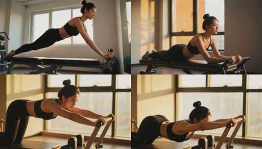 女性室内健身锻炼素材高清在线视频素材下载