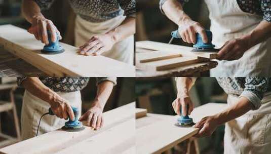 工匠打磨木材素材高清在线视频素材下载