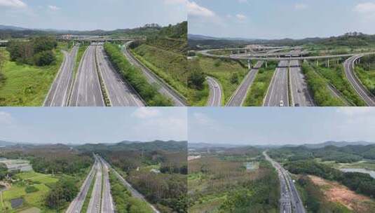 航拍4K深岑广台广明高速佛山高明高村互通高清在线视频素材下载