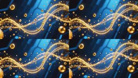 金色粒子光线流动舞台背景素材科技质感4K高清在线视频素材下载