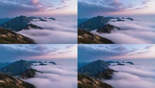 云雾缭绕山峰日出 壮丽山河云海景观高清在线视频素材下载