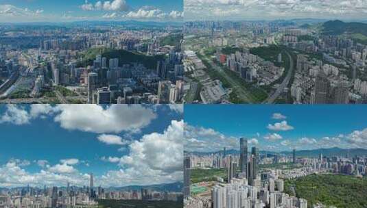 城市高楼全景俯瞰深圳航拍延时画面高清在线视频素材下载