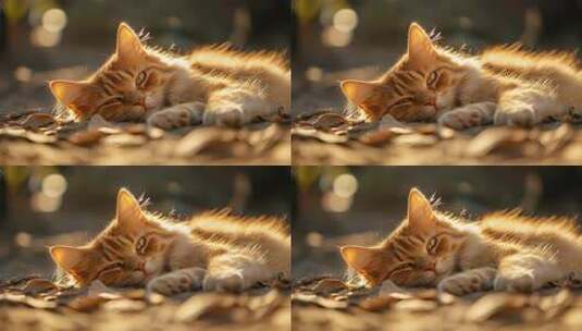 慵懒橘猫沐浴阳光享受惬意时光高清在线视频素材下载