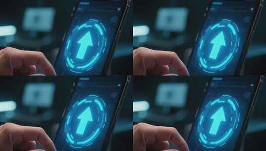 手指点击手机虚拟箭头界面高清在线视频素材下载