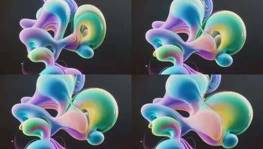 彩色流体3D渲染抽象素材高清在线视频素材下载