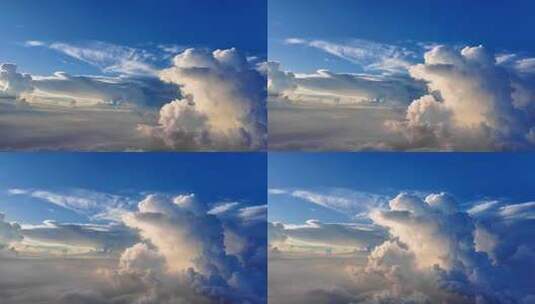 飞机舷窗看蓝天下的云朵变幻高清在线视频素材下载