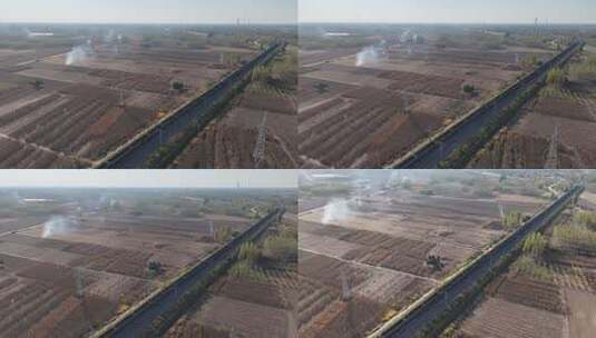 航拍乡村田野公路风光高清在线视频素材下载