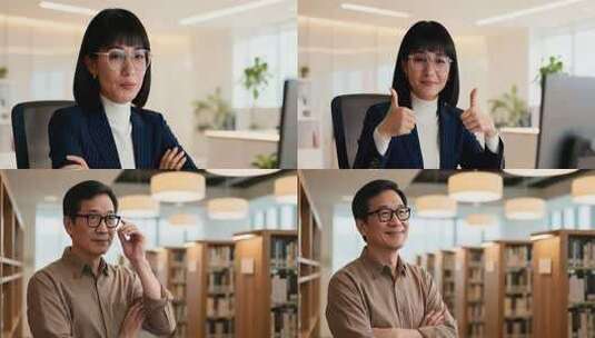 办公室女商人办公场景素材高清在线视频素材下载