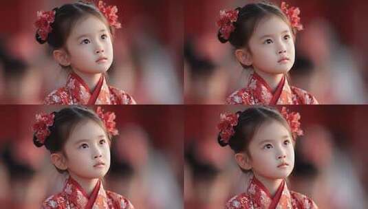 唐风小女孩身着汉服静谧美好高清在线视频素材下载