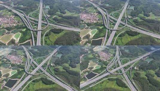 深岑广台广明高速佛山高明高村大互通航绕4K高清在线视频素材下载