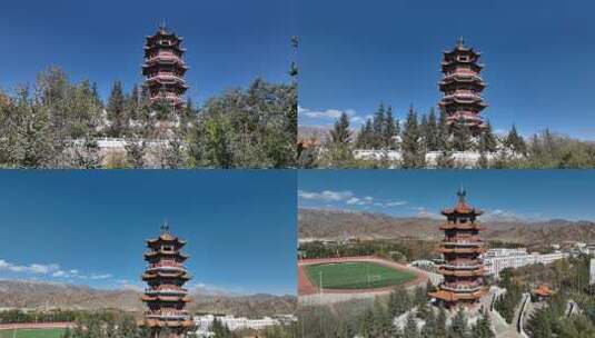 青海海西德令哈民族团结塔高清在线视频素材下载