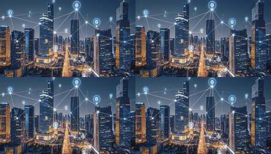 科技城市网络连接5G智慧城市概念视频高清在线视频素材下载