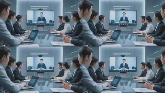 商务人士远程视频会议场景高清在线视频素材下载