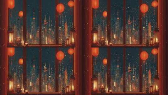 喜庆过年万家灯火背景高清在线视频素材下载