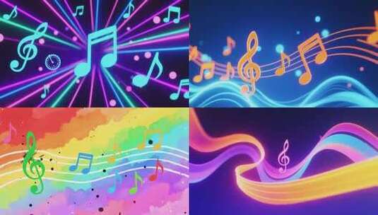 色彩绚丽音乐符号动态背景视频高清在线视频素材下载