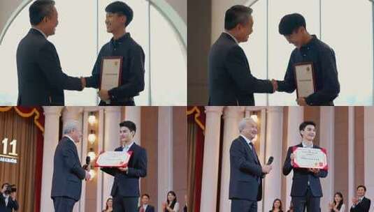 领导颁奖鼓励年轻人高清在线视频素材下载