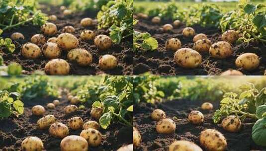 田地里新鲜出土的土豆高清在线视频素材下载