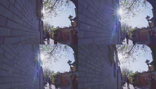 4K老北京胡同透光星芒意境实拍视频高清在线视频素材下载