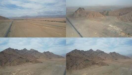 4K青海格尔木连绵的山峰沙漠河流航拍视频高清在线视频素材下载