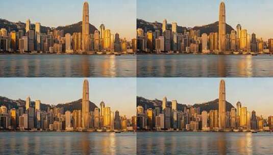 香港维多利亚港城市建筑景观高清在线视频素材下载
