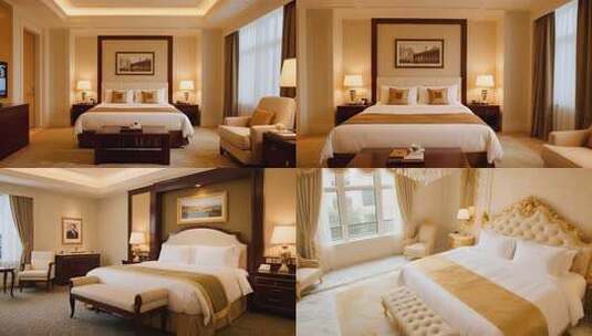 豪华酒店卧室室内场景高清在线视频素材下载