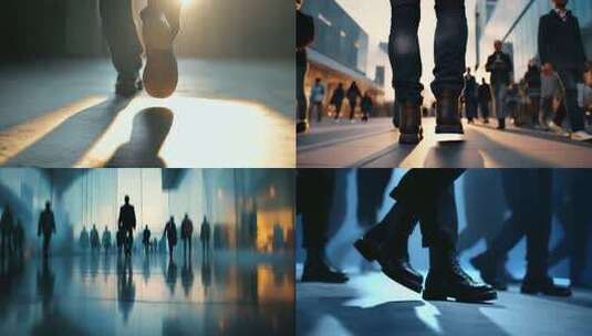 人群行走脚步特写素材高清在线视频素材下载