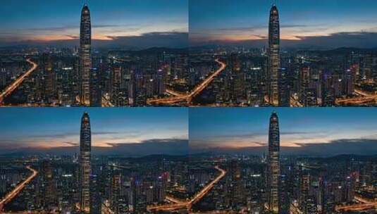 深圳城市高楼夜景航拍素材高清在线视频素材下载