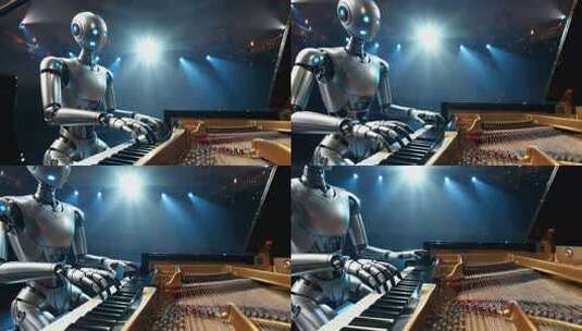 机器人演奏钢琴素材高清在线视频素材下载