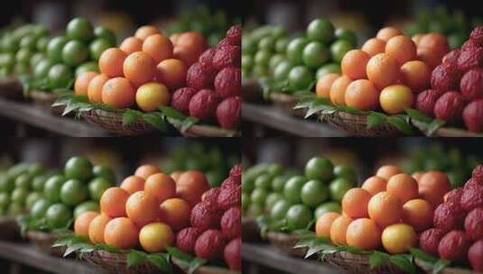 琳琅满目新鲜水果市场色彩缤纷高清在线视频素材下载