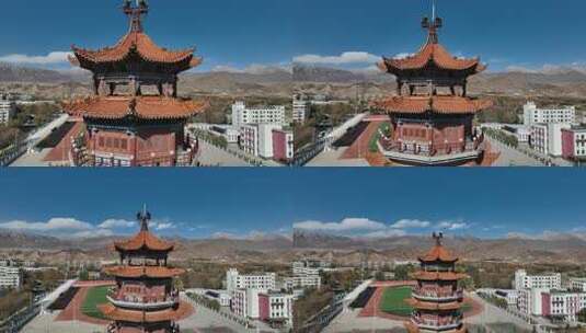 青海海西德令哈民族团结塔高清在线视频素材下载