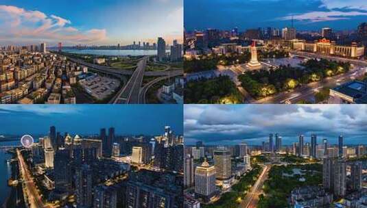 南昌八一广场夜景航拍高清在线视频素材下载