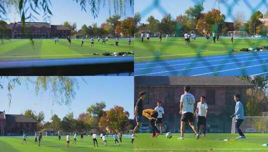 清华大学 操场 运动 足球场 校园球场高清在线视频素材下载
