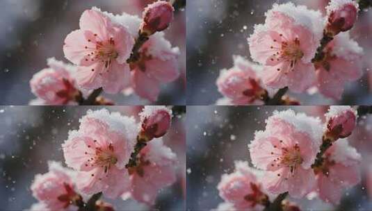 风傲雪寒梅冬日飘雪唯美意境视频高清在线视频素材下载