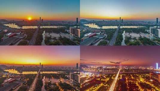 柳州中心城区日转夜延时视频高清在线视频素材下载