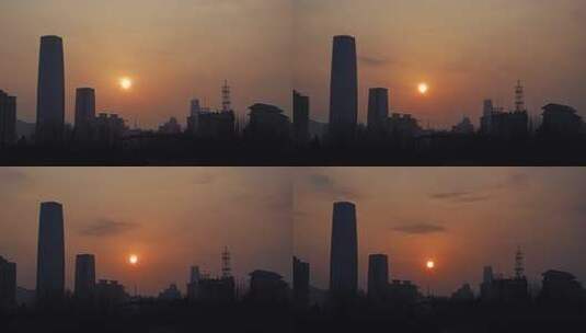 城市高楼夕阳景象高清在线视频素材下载