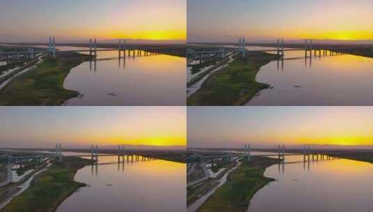 航拍宁夏黄河大桥高清在线视频素材下载