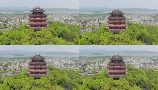 航拍杭州城隍阁高清在线视频素材下载