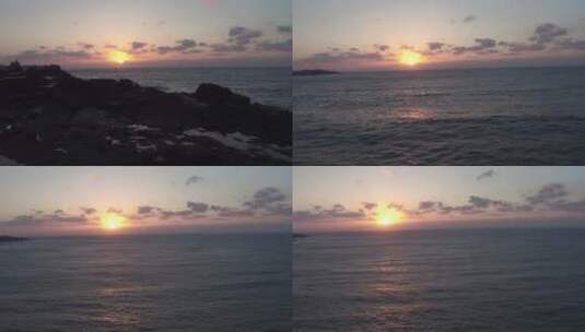海洋日出景色礁石岸边高清在线视频素材下载